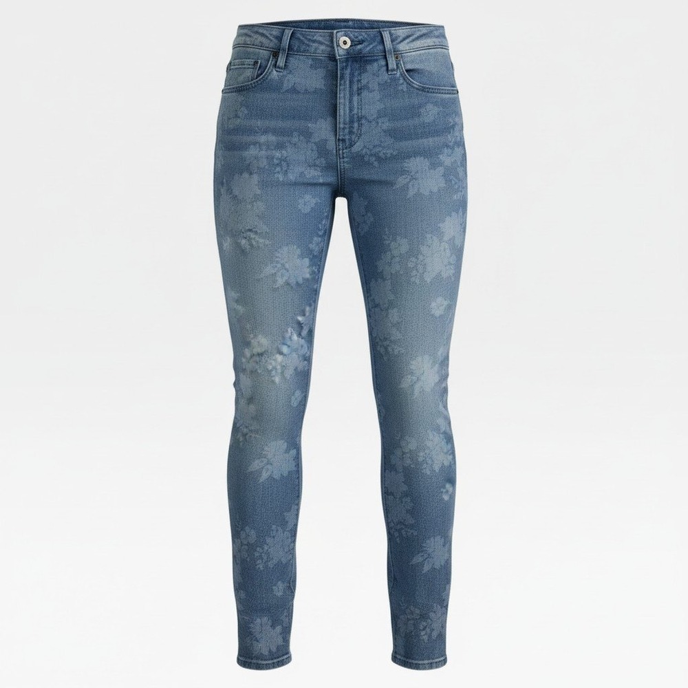J. Jill Slim Ankle Jeans California Blue Artisan Floral Womens 8 Stretch NWT $99